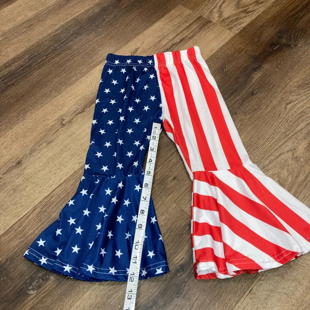 Patriotic Bell Bottoms American Flag July 4th Outfit Pants Flare 3T
